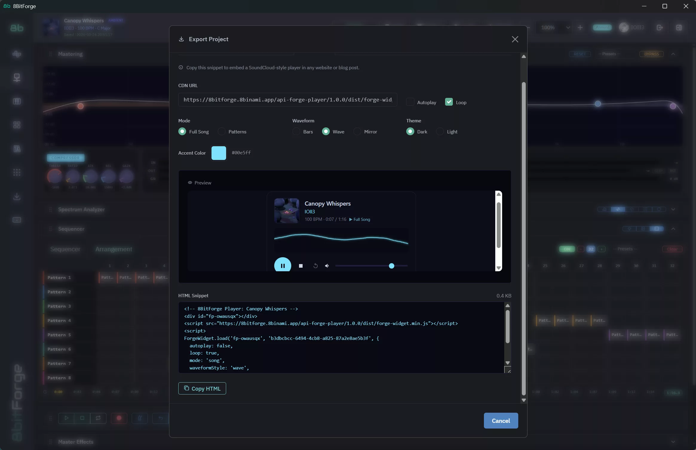 8BitForge Embeddable Player Widget
